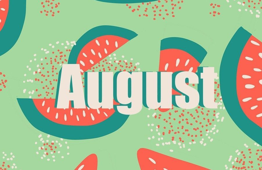 Illustration von Wassermelonen mit Text "August" 