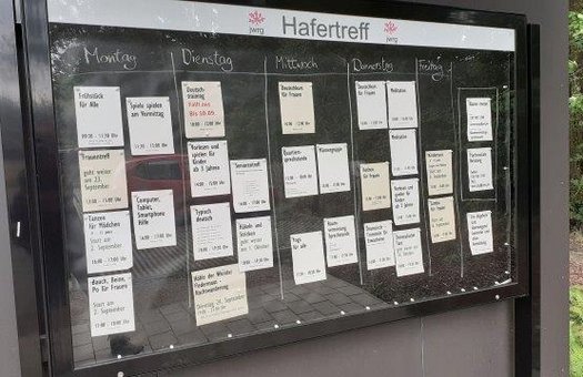 Foto von unserem Schaukasten vor dem Hafertreff